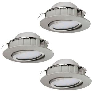Eglo LED 3dílná sada vestavných zářičů Pineda, bodová sada z plastu, 3 vestavná svítidla ve stříbrné barvě, vestavná bodová světla plochá a otočná, Ø 8,4 cm Eglo LED 3dílná sada vestavných zářičů Pineda, bodová sada z plastu, 3 vestavná svítidla ve stříbrné barvě, vestavná bodová světla plochá a otočná, Ø 8,4 cm