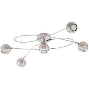 Eglo LED stropní svítidlo Locanda, stropní svítidlo s 5 žárovkami, stropní zářič z kovu, lampa do obývacího pokoje v niklové matné, chrom, bodová světla vč. osvětlovacího prostředku GU10, teplá bílá Eglo LED stropní svítidlo Locanda, stropní svítidlo s 5 žárovkami, stropní zářič z kovu, lampa do obývacího pokoje v niklové matné, chrom, bodová světla vč. osvětlovacího prostředku GU10, teplá bílá