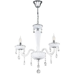 Eglo Závěsné svítidlo Carpento, 3 žárovky lustr vintage, Shabby Chic, závěsná lampa z oceli a skla v chromu, bílá, lampa na jídelní stůl, lampa do obývacího pokoje, závěsná s objímkou E14 Eglo Závěsné svítidlo Carpento, 3 žárovky lustr vintage, Shabby Chic, závěsná lampa z oceli a skla v chromu, bílá, lampa na jídelní stůl, lampa do obývacího pokoje, závěsná s objímkou E14