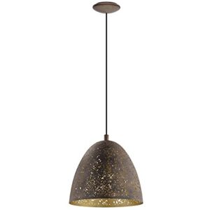 Eglo Kyvadlová lampa Safi, 1 lampa vintage závěsné svítidlo v průmyslovém designu, retro závěsná lampa z oceli, Ø 27,5 cm, hnědá, zlatá, objímka E27 Eglo Kyvadlová lampa Safi, 1 lampa vintage závěsné svítidlo v průmyslovém designu, retro závěsná lampa z oceli, Ø 27,5 cm, hnědá, zlatá, objímka E27