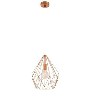 Eglo Závěsné svítidlo Carlton, 1 plamenná vintage lampa do jídelny, retro závěsná lampa z kovu v mědi, objímka E27 Eglo Závěsné svítidlo Carlton, 1 plamenná vintage lampa do jídelny, retro závěsná lampa z kovu v mědi, objímka E27