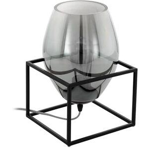 Eglo Stolní lampa Olival 1, stolní lampa, lampa na noční stolek z kovu v černé barvě a kouřové sklo, lampa do obývacího pokoje, lampa s vypínačem, objímka E27 Eglo Stolní lampa Olival 1, stolní lampa, lampa na noční stolek z kovu v černé barvě a kouřové sklo, lampa do obývacího pokoje, lampa s vypínačem, objímka E27