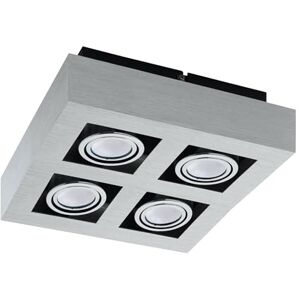 Eglo LED stropní svítidlo Loke 1, 4 žárovky vestavěné svítidlo z hliníku a oceli, stropní lampa kartáčovaná, chrom, černá, lampa s objímkou GU10, včetně LED světelného zdroje, otočné Eglo LED stropní svítidlo Loke 1, 4 žárovky vestavěné svítidlo z hliníku a oceli, stropní lampa kartáčovaná, chrom, černá, lampa s objímkou GU10, včetně LED světelného zdroje, otočné