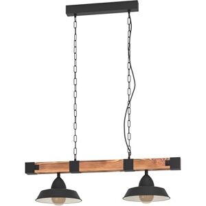 Eglo Závěsná lampa Oldbury, 2 žárovky vintage závěsné svítidlo v průmyslovém designu, závěsná lampa z oceli a dřeva, barva: černá, hnědá, rustikální, objímka: E27, délka: 86 cm Eglo Závěsná lampa Oldbury, 2 žárovky vintage závěsné svítidlo v průmyslovém designu, závěsná lampa z oceli a dřeva, barva: černá, hnědá, rustikální, objímka: E27, délka: 86 cm