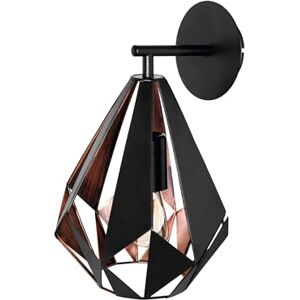 Eglo Nástěnná lampa Carlton 1, Vintage nástěnné svítidlo, nástěnné osvětlení z kovu v černé a mědi, objímka E27 Eglo Nástěnná lampa Carlton 1, Vintage nástěnné svítidlo, nástěnné osvětlení z kovu v černé a mědi, objímka E27