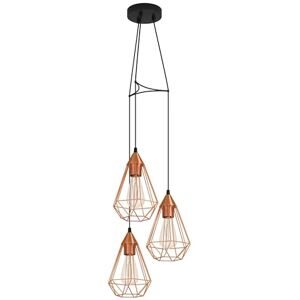 Eglo Závěsné svítidlo Tarbes, 3plamenná vintage závěsná lampa v retro vzhledu, kovová lampa do jídelny v mědi a černé, objímka E27, Ø 31 cm Eglo Závěsné svítidlo Tarbes, 3plamenná vintage závěsná lampa v retro vzhledu, kovová lampa do jídelny v mědi a černé, objímka E27, Ø 31 cm
