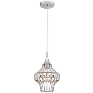 Westinghouse Lighting Závěsné svítidlo se světlem 6363040 z kartáčovaného niklu s krystalovým sklem v kleci Westinghouse Lighting Závěsné svítidlo se světlem 6363040 z kartáčovaného niklu s krystalovým sklem v kleci