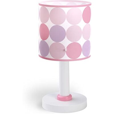 Dalber Dětská stolní lampa lampa na noční stolek do dětského pokoje Colors růžové puntíky, 62001S, E14 Dalber Dětská stolní lampa lampa na noční stolek do dětského pokoje Colors růžové puntíky, 62001S, E14