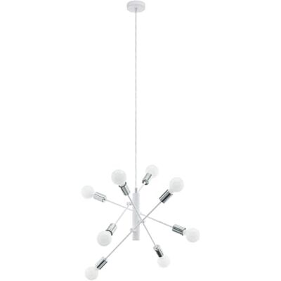 EGLO Závěsné svítidlo Gradoli, závěsná lampa s 8 žárovkami Závěsné svítidlo z kovu v bílé a chromové, lampa na jídelní stůl, lampa do obývacího pokoje závěsná s objímkou E27, Ø 71 cm EGLO Závěsné svítidlo Gradoli, závěsná lampa s 8 žárovkami Závěsné svítidlo z kovu v bílé a chromové, lampa na jídelní stůl, lampa do obývacího pokoje závěsná s objímkou E27, Ø 71 cm