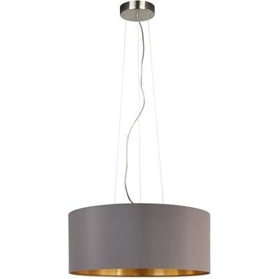 Eglo Závěsná lampa Maserlo, 3 světelné textilní závěsné svítidlo, závěsné svítidlo z kovu ve stříbrné barvě se stínidlem v cappuccino a zlaté, objímka E27, Ø 53 cm Eglo Závěsná lampa Maserlo, 3 světelné textilní závěsné svítidlo, závěsné svítidlo z kovu ve stříbrné barvě se stínidlem v cappuccino a zlaté, objímka E27, Ø 53 cm