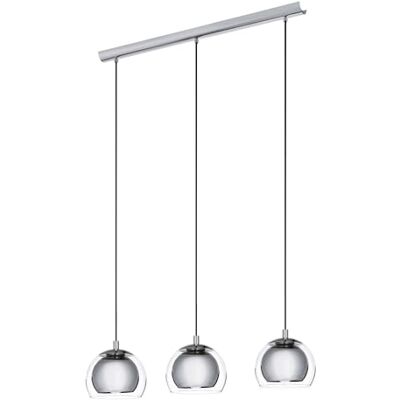 Eglo Závěsné svítidlo Rocamar, 3 plamenná závěsná lampa moderní, závěsné svítidlo z kovu v chromu a skle čiré, lampa na jídelní stůl, lampa do obývacího pokoje závěsná s objímkou E27 Eglo Závěsné svítidlo Rocamar, 3 plamenná závěsná lampa moderní, závěsné svítidlo z kovu v chromu a skle čiré, lampa na jídelní stůl, lampa do obývacího pokoje závěsná s objímkou E27