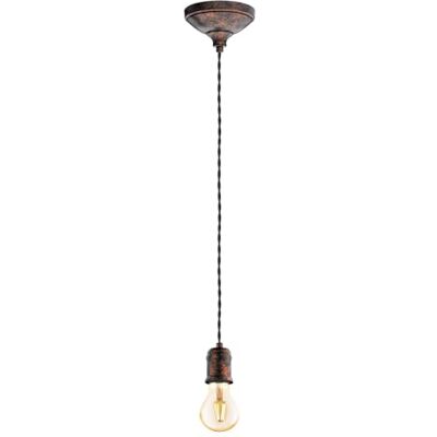 Eglo Závěsné svítidlo Yorth, 1 plamenná šňůra závěsná lampa vintage, industriální, závěsné svítidlo z oceli v černé mědi, kabel v černé barvě, lampa na jídelní stůl, lampa do obývacího pokoje závěsná Eglo Závěsné svítidlo Yorth, 1 plamenná šňůra závěsná lampa vintage, industriální, závěsné svítidlo z oceli v černé mědi, kabel v černé barvě, lampa na jídelní stůl, lampa do obývacího pokoje závěsná