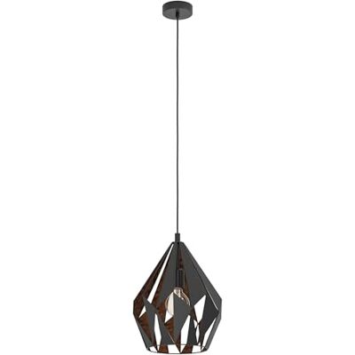 Eglo Závěsné svítidlo Carlton 1, vintage závěsná lampa jídelní stůl, lampa do jídelny retro z kovu v černé a mědi, dekorační lampa pro jídelnu, E27, Ø 31 cm Eglo Závěsné svítidlo Carlton 1, vintage závěsná lampa jídelní stůl, lampa do jídelny retro z kovu v černé a mědi, dekorační lampa pro jídelnu, E27, Ø 31 cm