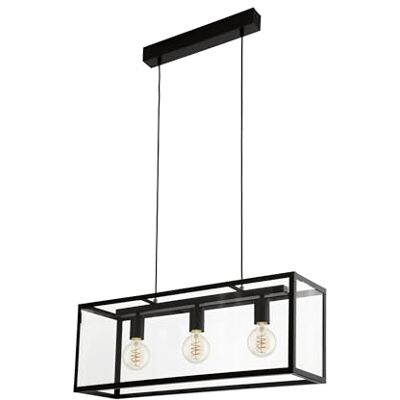 Eglo Závěsná lampa Charterhouse, 3 plameny vintage závěsné svítidlo, závěsné svítidlo z oceli, barva: černá, skločirá, objímka: E27 Eglo Závěsná lampa Charterhouse, 3 plameny vintage závěsné svítidlo, závěsné svítidlo z oceli, barva: černá, skločirá, objímka: E27