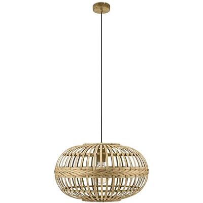 Eglo Závěsné svítidlo Amsfield, Boho závěsná lampa jídelní stůl, lampa do jídelny z kovu a dřeva v přírodě, závěsné svítidlo do obývacího pokoje a jídelny, E27, Ø 38 cm Eglo Závěsné svítidlo Amsfield, Boho závěsná lampa jídelní stůl, lampa do jídelny z kovu a dřeva v přírodě, závěsné svítidlo do obývacího pokoje a jídelny, E27, Ø 38 cm