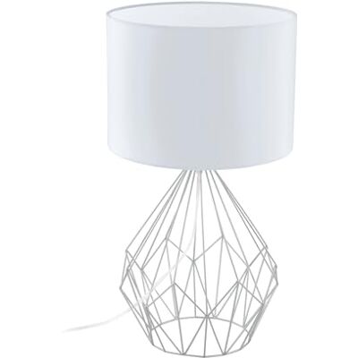 Eglo Stolní lampa pedál 1, 1 svítidla, stolní lampa, vintage, industriální, retro, lampa na noční stolek, ocel a textil v bílé a chrom, lampa s vypínačem, objímka E27 Eglo Stolní lampa pedál 1, 1 svítidla, stolní lampa, vintage, industriální, retro, lampa na noční stolek, ocel a textil v bílé a chrom, lampa s vypínačem, objímka E27
