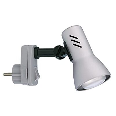 Briloner Lampa na čtení, lampa do zásuvky, bodové světlo, E14, 25 W, otočná a otočná, titanová barva Briloner Lampa na čtení, lampa do zásuvky, bodové světlo, E14, 25 W, otočná a otočná, titanová barva