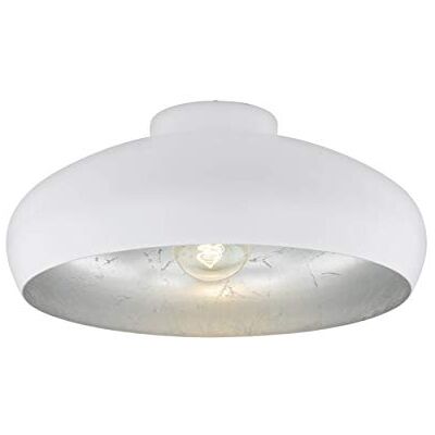 Eglo Stropní svítidlo Mogano, stropní svítidlo s 1 žárovkou industriální, vintage, z oceli, lampa do obývacího pokoje v bílé, stříbrné barvě, kuchyňská lampa, lampa do chodby strop s objímkou E27 Eglo Stropní svítidlo Mogano, stropní svítidlo s 1 žárovkou industriální, vintage, z oceli, lampa do obývacího pokoje v bílé, stříbrné barvě, kuchyňská lampa, lampa do chodby strop s objímkou E27
