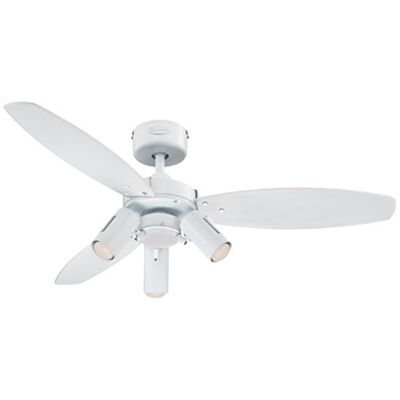 Westinghouse 78703 Jet Plus, moderní stropní ventilátor 105 cm od Lighting s osvětlením, bílé provedení s reflektory, vč. dálkového ovládání Westinghouse 78703 Jet Plus, moderní stropní ventilátor 105 cm od Lighting s osvětlením, bílé provedení s reflektory, vč. dálkového ovládání