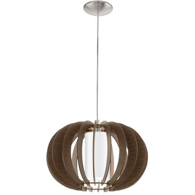 Eglo Závěsné svítidlo Stellato 3, 1 závěsná lampa vintage, závěsné svítidlo z oceli, dřeva a skla v matném niklu, hnědá, bílá, lampa na jídelní stůl, lampa do obývacího pokoje, závěsná s objímkou E27, Eglo Závěsné svítidlo Stellato 3, 1 závěsná lampa vintage, závěsné svítidlo z oceli, dřeva a skla v matném niklu, hnědá, bílá, lampa na jídelní stůl, lampa do obývacího pokoje, závěsná s objímkou E27,