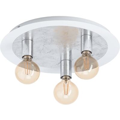 Eglo LED stropní svítidlo Passano, 3 žárovky stropní svítidlo Vintage, retro, lampa do obývacího pokoje z kovu v bílé barvě, stříbrná, lampa do ložnice, lampa do chodby strop s objímkou E27, Ø 45 cm Eglo LED stropní svítidlo Passano, 3 žárovky stropní svítidlo Vintage, retro, lampa do obývacího pokoje z kovu v bílé barvě, stříbrná, lampa do ložnice, lampa do chodby strop s objímkou E27, Ø 45 cm