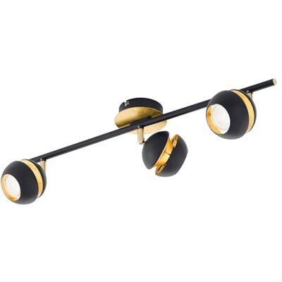 Eglo LED stropní svítidlo Nocito, stropní svítidlo se 3 žárovkami, stropní zářič z kovu, lampa do obývacího pokoje v černé, zlaté, lampa do chodby, bodová světla vč. osvětlovacího prostředku GU10, Eglo LED stropní svítidlo Nocito, stropní svítidlo se 3 žárovkami, stropní zářič z kovu, lampa do obývacího pokoje v černé, zlaté, lampa do chodby, bodová světla vč. osvětlovacího prostředku GU10,