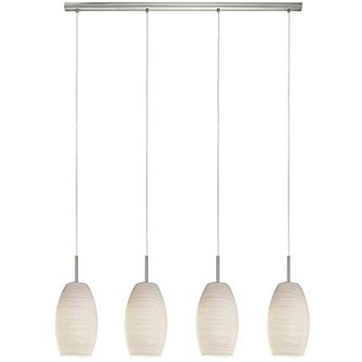 Eglo Závěsná lampa Batista 3, závěsná lampa se 4 žárovkami, závěsné svítidlo z oceli, barva: nikl-matný, sklo: technika stírání, bílá, objímka: E27 Eglo Závěsná lampa Batista 3, závěsná lampa se 4 žárovkami, závěsné svítidlo z oceli, barva: nikl-matný, sklo: technika stírání, bílá, objímka: E27