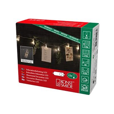 Konstsmide LED světelný řetěz, s fotoklipy, 12 teple bílých diod, 4,5V vnitřní trafa, transparentní kabel 1451-103 Konstsmide LED světelný řetěz, s fotoklipy, 12 teple bílých diod, 4,5V vnitřní trafa, transparentní kabel 1451-103