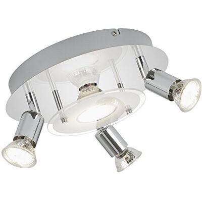 Briloner Leuchten 3498-048 A+, LED stropní svítidlo, 4 x LED GU10, 3 W, 250 lm, sklo částečně matované, kulaté, kov, chrom, 25 x 25 x 9 cm Briloner Leuchten 3498-048 A+, LED stropní svítidlo, 4 x LED GU10, 3 W, 250 lm, sklo částečně matované, kulaté, kov, chrom, 25 x 25 x 9 cm