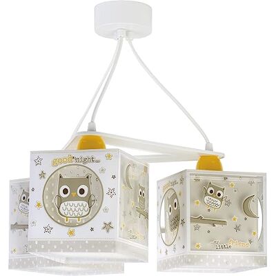 Dalber Lampa do dětského pokoje, dětská lampa závěsná lampa, stropní svítidlo děti, stropní lampa dětský pokoj 3 světla sova zvířata Good Night, 63394, E27, béžová Dalber Lampa do dětského pokoje, dětská lampa závěsná lampa, stropní svítidlo děti, stropní lampa dětský pokoj 3 světla sova zvířata Good Night, 63394, E27, béžová