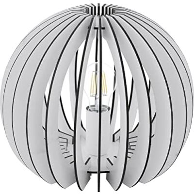 Eglo Stolní lampa Cossano, 1 lampa na stůl vintage, lampa na noční stolek, lampa do obývacího pokoje v bílé, ocel a dřevo v bílé, lampa s vypínačem, objímka E27 Eglo Stolní lampa Cossano, 1 lampa na stůl vintage, lampa na noční stolek, lampa do obývacího pokoje v bílé, ocel a dřevo v bílé, lampa s vypínačem, objímka E27