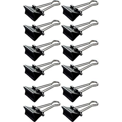 MAUL Foldback Klammern schwarz 12er Set starke Metallclips für 200 Blatt MAUL Foldback Klammern schwarz 12er Set starke Metallclips für 200 Blatt