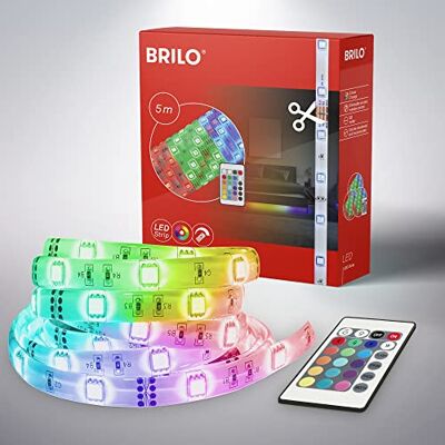 Briloner LED pásek 5 m s dálkovým ovládáním 150 RGB LED 24 W teplá bílá Briloner LED pásek 5 m s dálkovým ovládáním 150 RGB LED 24 W teplá bílá