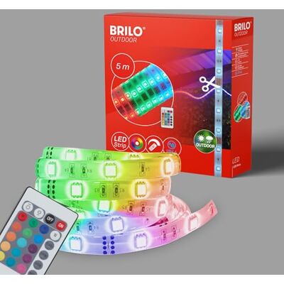 Briloner Svítidla – LED páska 5 m vnější, LED pásek stmívatelný, RGB, IP44 chráněný proti stříkající vodě, proužky 150 x RGB-LED/0,16 W, bílý Briloner Svítidla – LED páska 5 m vnější, LED pásek stmívatelný, RGB, IP44 chráněný proti stříkající vodě, proužky 150 x RGB-LED/0,16 W, bílý