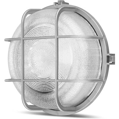 REV Svítidlo do vlhkých prostor lampa kulatá, ideální jako nástěnná nebo stropní lampa lampa do dílny, lampa do sklepa do 60 W, E27, IP44, stříbrná REV Svítidlo do vlhkých prostor lampa kulatá, ideální jako nástěnná nebo stropní lampa lampa do dílny, lampa do sklepa do 60 W, E27, IP44, stříbrná