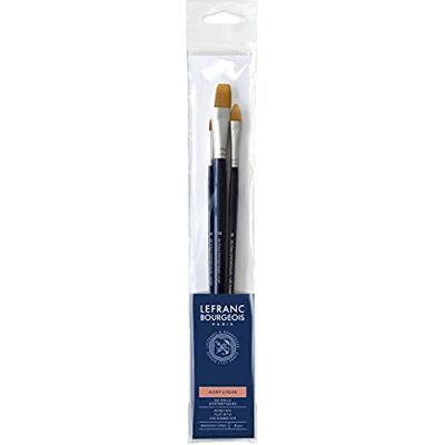 Lefranc Bourgeois 300240 malířský štětec, smíšená sada – kulatý č. 4, plochý č. 14, Filbert č. 8, dlouhá násada, 3 štětce (Rd č. 4/FL č. 14/Filb Lefranc Bourgeois 300240 malířský štětec, smíšená sada – kulatý č. 4, plochý č. 14, Filbert č. 8, dlouhá násada, 3 štětce (Rd č. 4/FL č. 14/Filb