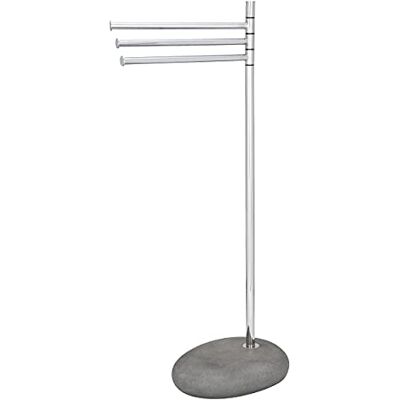 Wenko Stojan na ručníky Pebble Stone Grey se 3 rameny věšák na šaty, pohyblivá ramena, ocel, 38 x 84 x 23 cm, chrom, přírodní Wenko Stojan na ručníky Pebble Stone Grey se 3 rameny věšák na šaty, pohyblivá ramena, ocel, 38 x 84 x 23 cm, chrom, přírodní