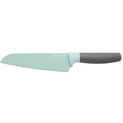 BergHOFF Nůž Santoku 17 cm – Leo (kuchyňský nůž zelený, nůž s nepřilnavým povrchem, vč. ochrany čepele, univerzální nůž na zeleninu/maso, čepel z ušlechtilé oceli) 3950109 BergHOFF Nůž Santoku 17 cm – Leo (kuchyňský nůž zelený, nůž s nepřilnavým povrchem, vč. ochrany čepele, univerzální nůž na zeleninu/maso, čepel z ušlechtilé oceli) 3950109