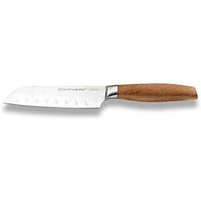 ECHTWERK Nůž Santoku z vysoce kvalitní oceli, kuchyňský nůž, kuchařský nůž, univerzální nůž, rukojeť z akátového dřeva, ušlechtilá ocel, délka čepele: 15 cm, dřevěná rukojeť, Classic-Edtion, 20 cm ECHTWERK Nůž Santoku z vysoce kvalitní oceli, kuchyňský nůž, kuchařský nůž, univerzální nůž, rukojeť z akátového dřeva, ušlechtilá ocel, délka čepele: 15 cm, dřevěná rukojeť, Classic-Edtion, 20 cm