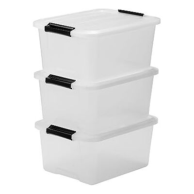 Iris Ohyama Iris stohovatelné úložné boxy 'Top box', s víkem a zacvakávacím uzávěrem, 45 litrů, plast, průhledné Iris Ohyama Iris stohovatelné úložné boxy 'Top box', s víkem a zacvakávacím uzávěrem, 45 litrů, plast, průhledné