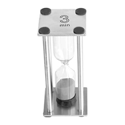 Home Sanduhr, 3 Minuten, Metall, Silber, 3.5 x 3.5 x 8 cm Home Sanduhr, 3 Minuten, Metall, Silber, 3.5 x 3.5 x 8 cm