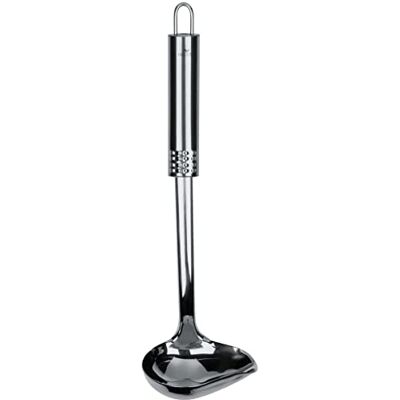 Fackelmann Lžíce na omáčku 30 cm oválná rukojeť, kuchyňský pomocník s ergonomickou rukojetí, naběračka na polévku z ušlechtilé oceli (barva: stříbrná), množství: 1 kus Fackelmann Lžíce na omáčku 30 cm oválná rukojeť, kuchyňský pomocník s ergonomickou rukojetí, naběračka na polévku z ušlechtilé oceli (barva: stříbrná), množství: 1 kus