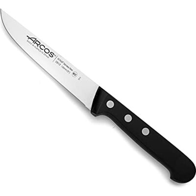 Arcos Kuchyňský nůž z nitrumové ušlechtilé oceli s čepelí 130 mm – profesionální univerzální nůž s ergonomickou rukojetí z polyoxymetylenu (POM) – černý, řada Universal Arcos Kuchyňský nůž z nitrumové ušlechtilé oceli s čepelí 130 mm – profesionální univerzální nůž s ergonomickou rukojetí z polyoxymetylenu (POM) – černý, řada Universal