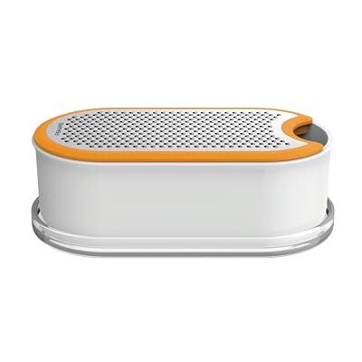 Fiskars Ruční struhadlo s nádobkou, obsah náplně: 400 ml, rozměry (d x š x v): 16,8 x 9,0 x 5,9 cm, kov/plast, funkční tvar, 1019530, bílá/oranžová Fiskars Ruční struhadlo s nádobkou, obsah náplně: 400 ml, rozměry (d x š x v): 16,8 x 9,0 x 5,9 cm, kov/plast, funkční tvar, 1019530, bílá/oranžová