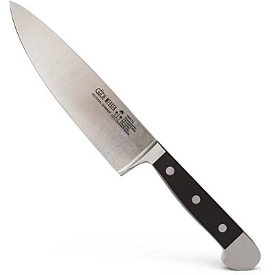 Güde Solingen malý kuchařský nůž kovaný, 16 cm, POM černý, ALPHA, kuchyňský nůž, dvojitá hlava, ruční výroba Germany Güde Solingen malý kuchařský nůž kovaný, 16 cm, POM černý, ALPHA, kuchyňský nůž, dvojitá hlava, ruční výroba Germany