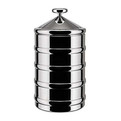 Alessi Kalistò 3 CB03 Kuchyňská dóza z ušlechtilé oceli 18/10 s knoflíkem z hliníku, 114 cl Alessi Kalistò 3 CB03 Kuchyňská dóza z ušlechtilé oceli 18/10 s knoflíkem z hliníku, 114 cl