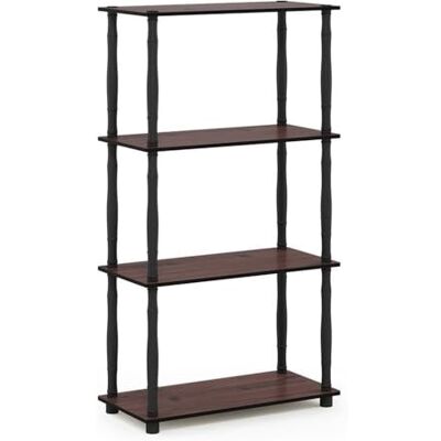 Furinno 4úrovňový víceúčelový regál s klasickými trubkami, dřevo, tmavá třešeň/černá, 29,46 x 59,94 x 109,86 cm Furinno 4úrovňový víceúčelový regál s klasickými trubkami, dřevo, tmavá třešeň/černá, 29,46 x 59,94 x 109,86 cm