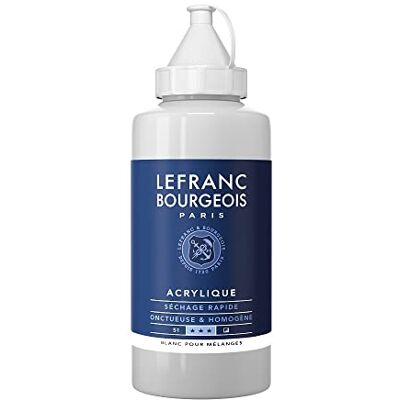Lefranc Bourgeois 300394 Fine akrylová barva smíšená bílá, 750ml láhev, krémová akrylová barva na vodní bázi, rychleschnoucí, stálá na světle, voděodolná Lefranc Bourgeois 300394 Fine akrylová barva smíšená bílá, 750ml láhev, krémová akrylová barva na vodní bázi, rychleschnoucí, stálá na světle, voděodolná