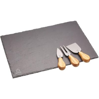 Artesa Artesà sada s břidlicovou deskou a nožem na sýr v dárkové krabičce, 4dílná, Slate Grey/Brown/Silver Artesa Artesà sada s břidlicovou deskou a nožem na sýr v dárkové krabičce, 4dílná, Slate Grey/Brown/Silver
