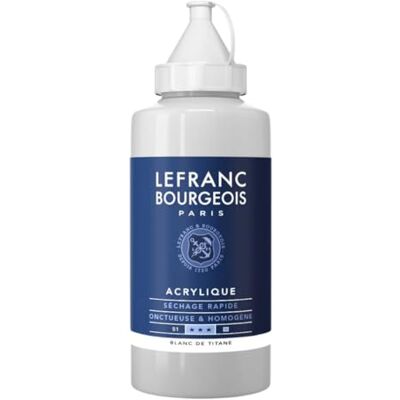 Lefranc Bourgeois Akrylová barva 300453 Fine titanová bílá, 750ml láhev, krémová akrylová barva na vodní bázi, rychleschnoucí, stálá na světle, voděodolná Lefranc Bourgeois Akrylová barva 300453 Fine titanová bílá, 750ml láhev, krémová akrylová barva na vodní bázi, rychleschnoucí, stálá na světle, voděodolná